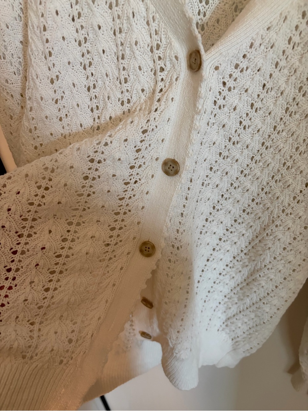 Wilfred Cream Openwork Button-Front Cardigan - Picture 3 of 7